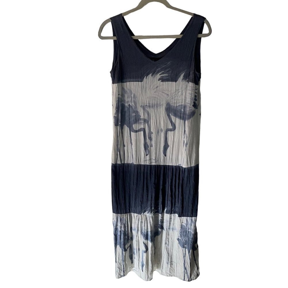 Jams World Womens Midi Dress Size Small Gray White Watercolor Flamingo Print